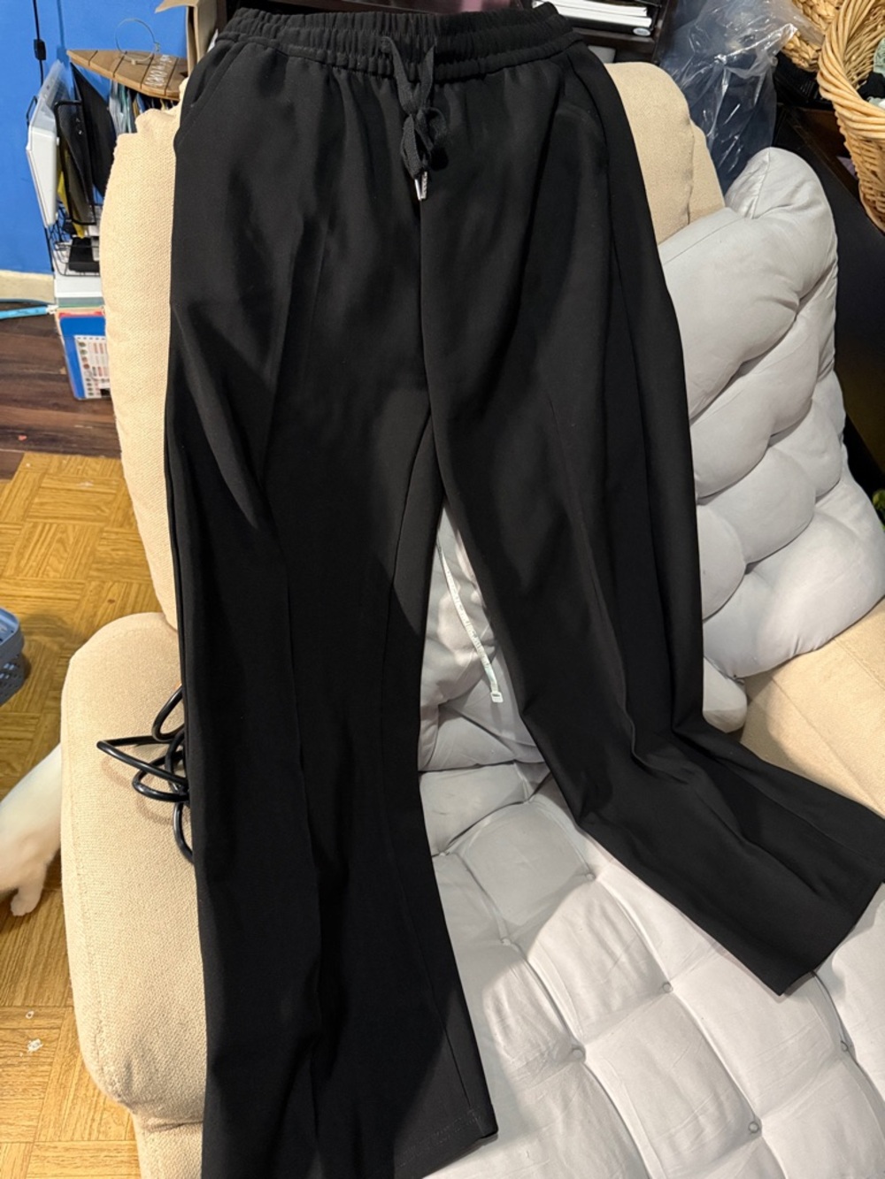 New Mix Black Drawstring Dress Pants